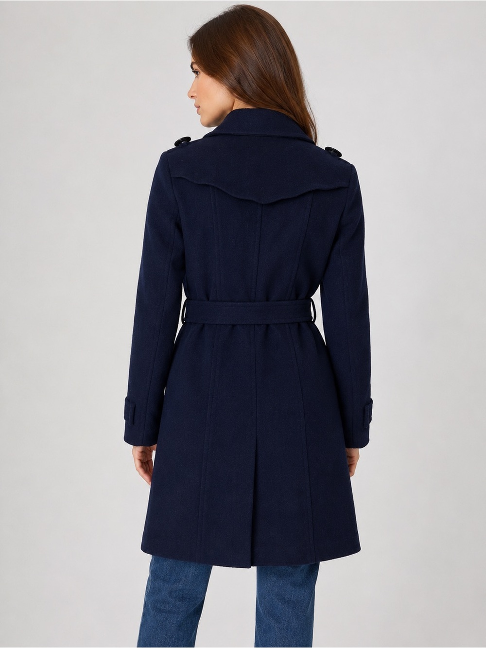 Burberry Navy Blue Peacoat Double Breasted Coat Women's 4 - Picture 4 of 11